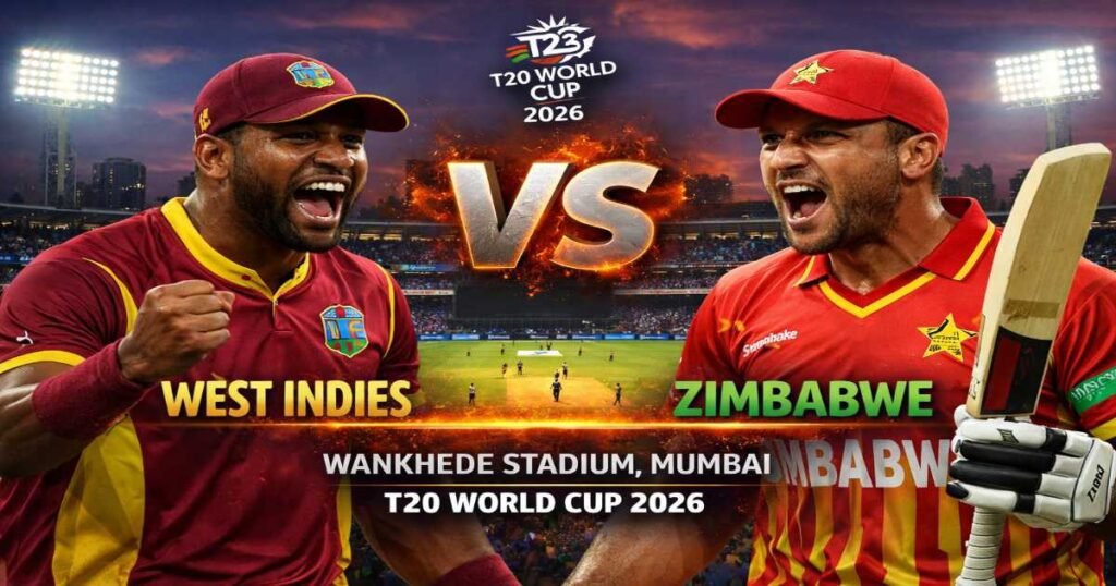 West Indies vs Zimbabwe T20 World Cup 2026 match at Wankhede Stadium Mumbai
