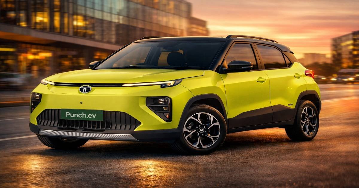 Tata Punch EV Facelift 2026 front view with updated LED design and alloy wheels