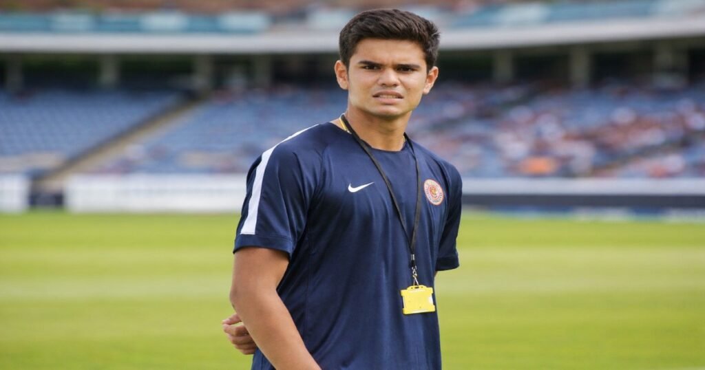 Arjun Tendulkar bowling for Mumbai Indians in IPL match 2026