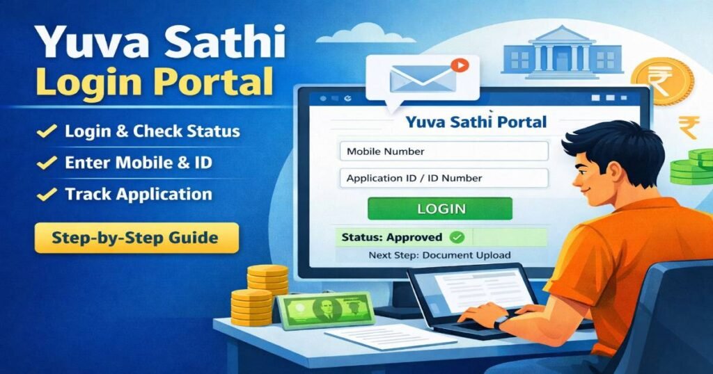 Yuva Sathi status check online portal screen showing application status tracking
