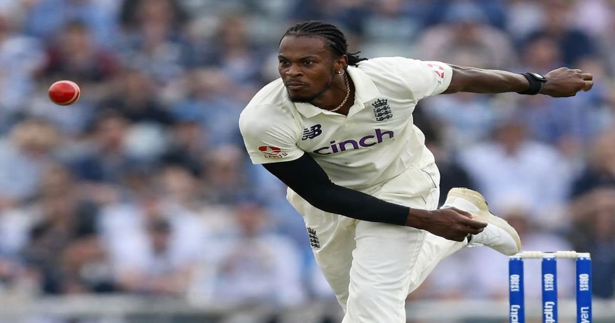 Jofra Archer bowling fast for England cricket team during international cricket match