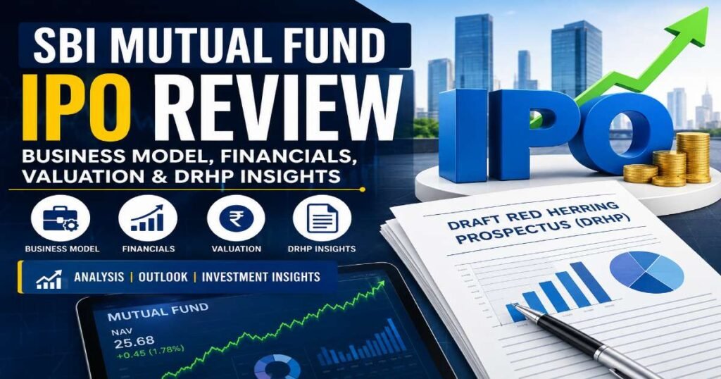 SBI Mutual Fund IPO Review showing DRHP analysis, business model, valuation, and financial performance